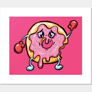 Worried Doughnut Donut with Pink Frosting Posters and Art